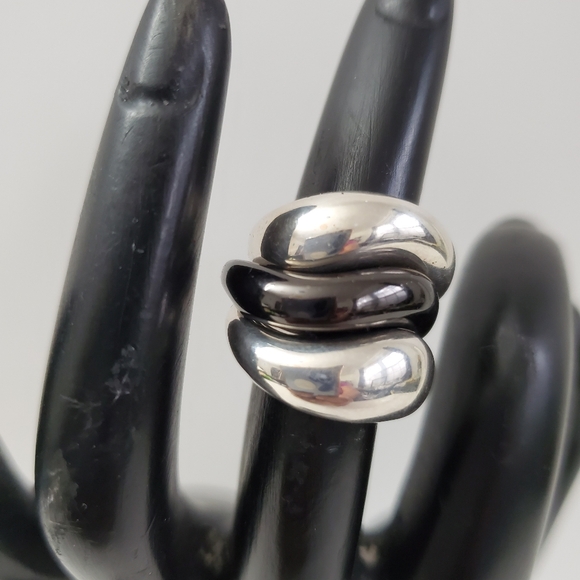Sterling Silver 925 Black Silver Trio Ring